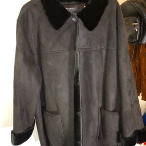 Black Sherling Style Plus Size Coat